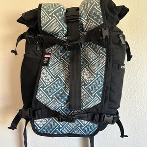 Ethnotek Roll Top Black and Blue Travel Backpack